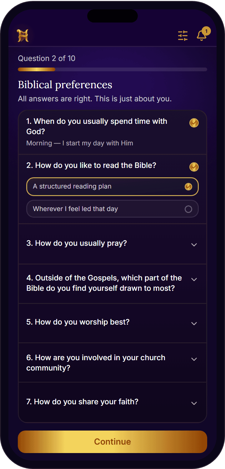 Harpply Bible archetype compatibility assessment questions